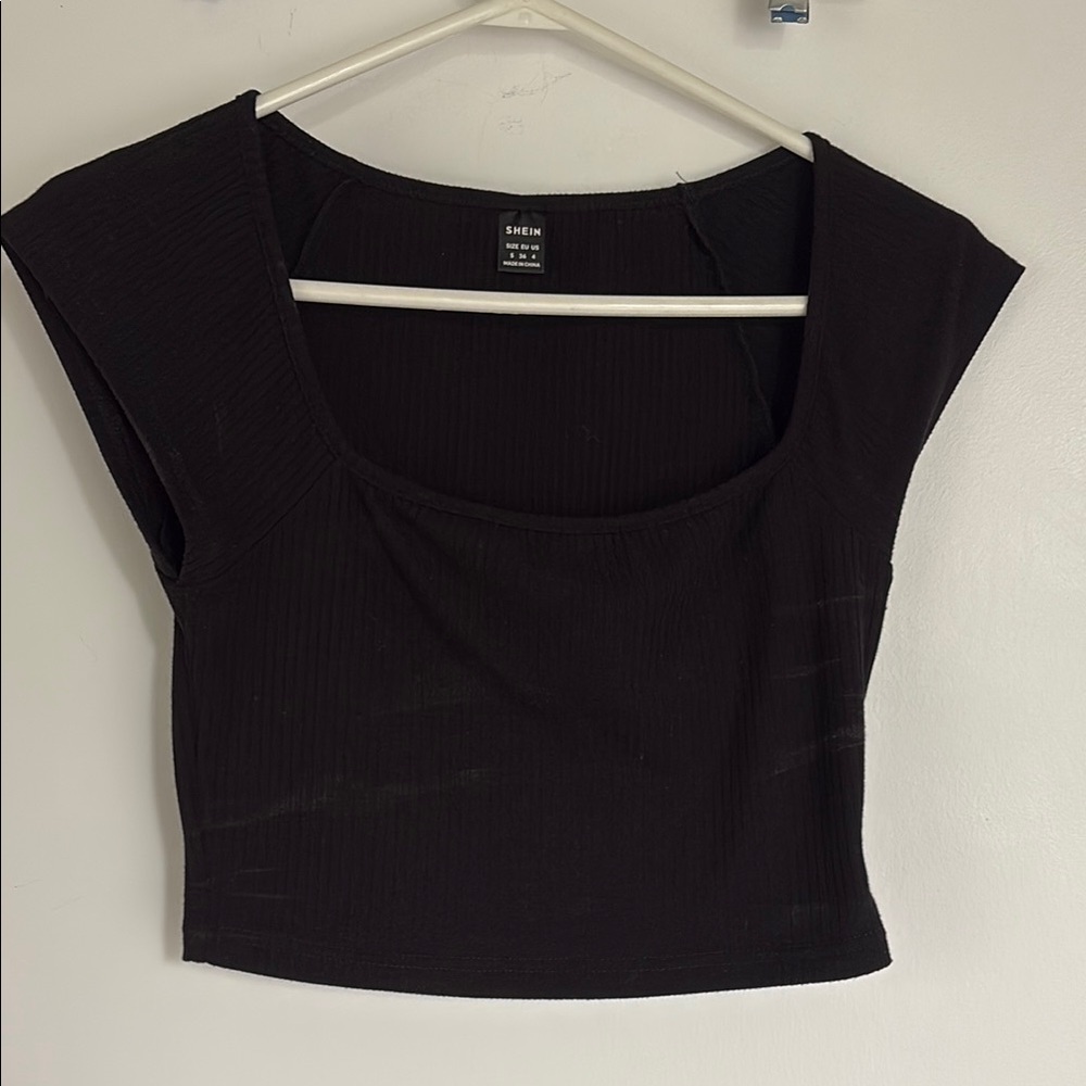 SHEIN Black Fitted Crop Tank Top